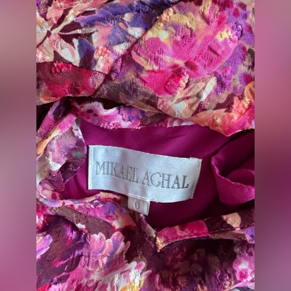 $1080 MIKAEL AGHAL Floral Maxi Dress Fucsia Color Size 6 NWT - Picture 14 of 15